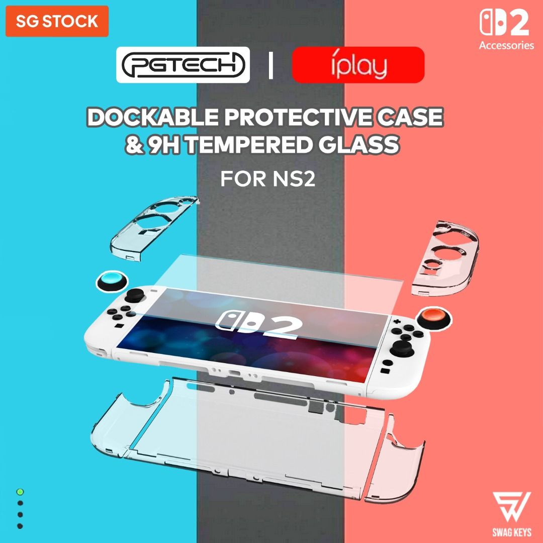 【SG】 PGTech iPlay Dockable Clear Crystal Transparent Hard Case Switch 2 NS2 Screen Protector628630854480651111
