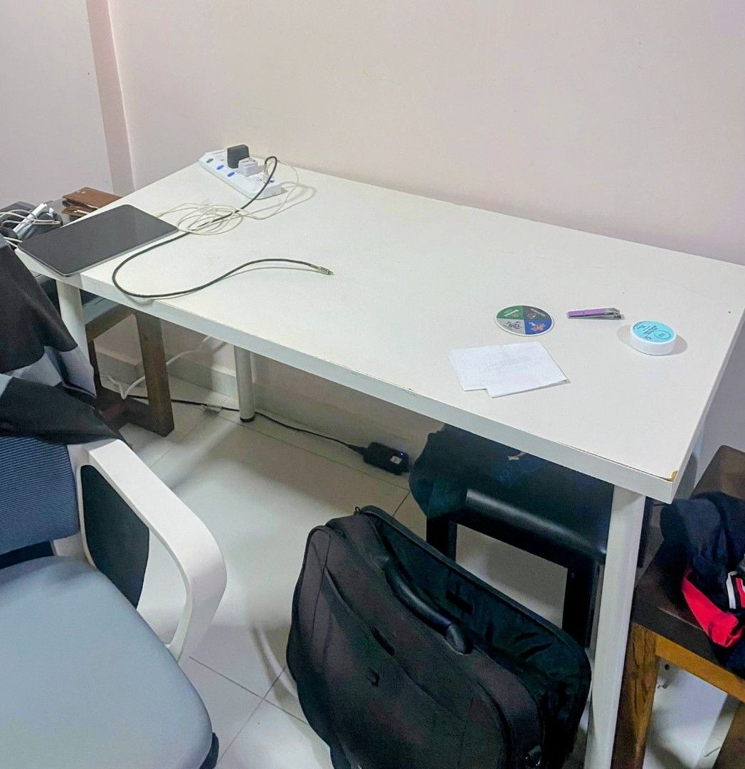 Study Table (Category: Tables & Sets) located in Singapore. Submitted by greyheron (Listing ID 1372591133, Image 1). Description: Slight stains that can be washed. Free. Legs just have to be screwed back on. Pick up from Block 113 Bedok Reservoir Road outside unit $01-238. First come, first served..