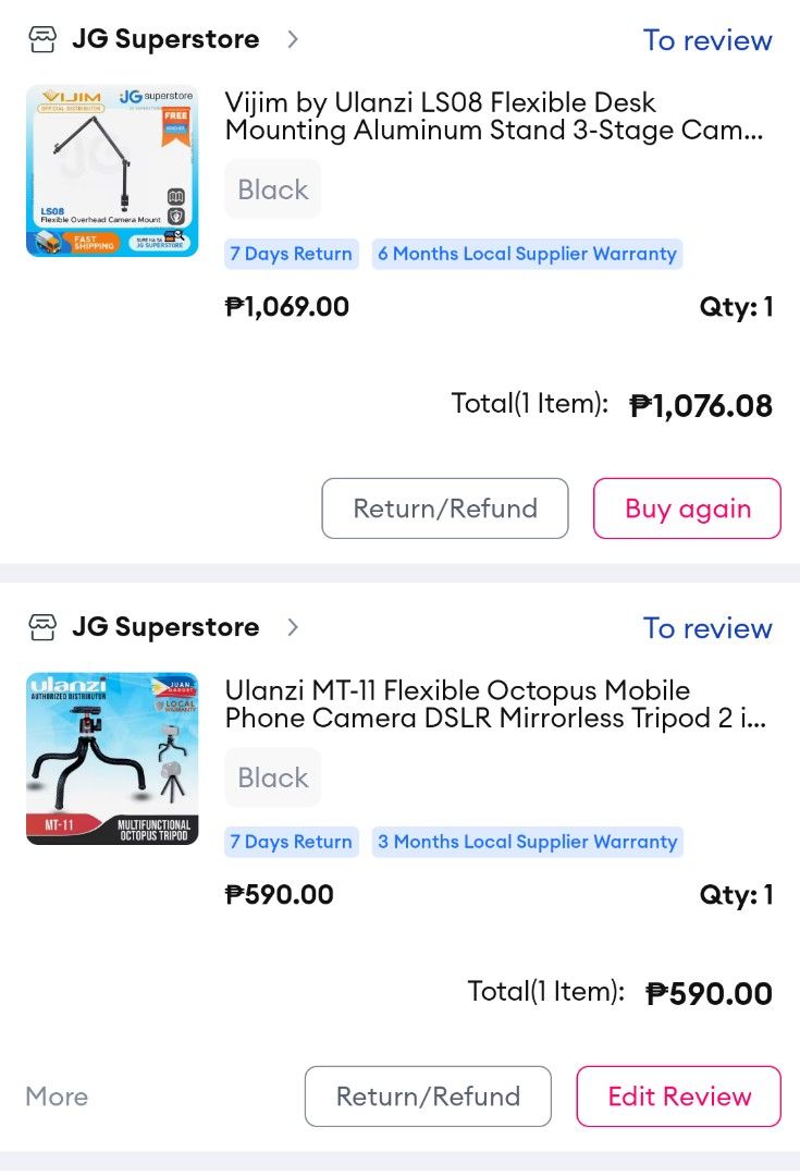 ULANZI Octopus Tripod and and Desk Mount BUNDLE (Category: Tripods & Monopods) located in Quezon City. Submitted by mrgoodgears (Listing ID 1372556916, Image 3). Description: VIJIM by ULANZI LS08 3-stage Desk mount ULANZI MT-11 Flexible Octopus Tripod with FREE tablet/phone clip mount. Selling these as a BUNDLE. Check Youtube for reviews. Compatibility is the buyer’s responsibility. Some minor scratches. What you see is what you get. All sales ar