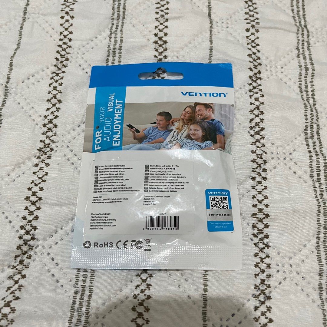 VENTION 3.5mm Stereo Jack Splitter Cable (Category: Other Audio Equipment) located in Cagayan de Oro. Submitted by chenamon (Listing ID 1372518117, Image 3). Description: 📍 Cagayan de Oro City 🧾 Payment: GCash, Maya, BDO 📦 Delivery: - Meet up within CDO - J&T (shipping fee by buyer) BRAND NEW AND SEALED! - 3 pcs available .