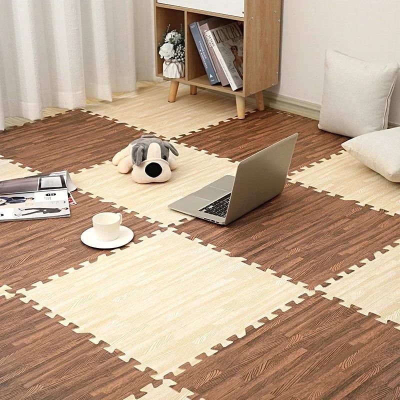 Wooden Baby EVA Foam Play Gym Puzzle Mat Interlocking Exercise Tiles ...