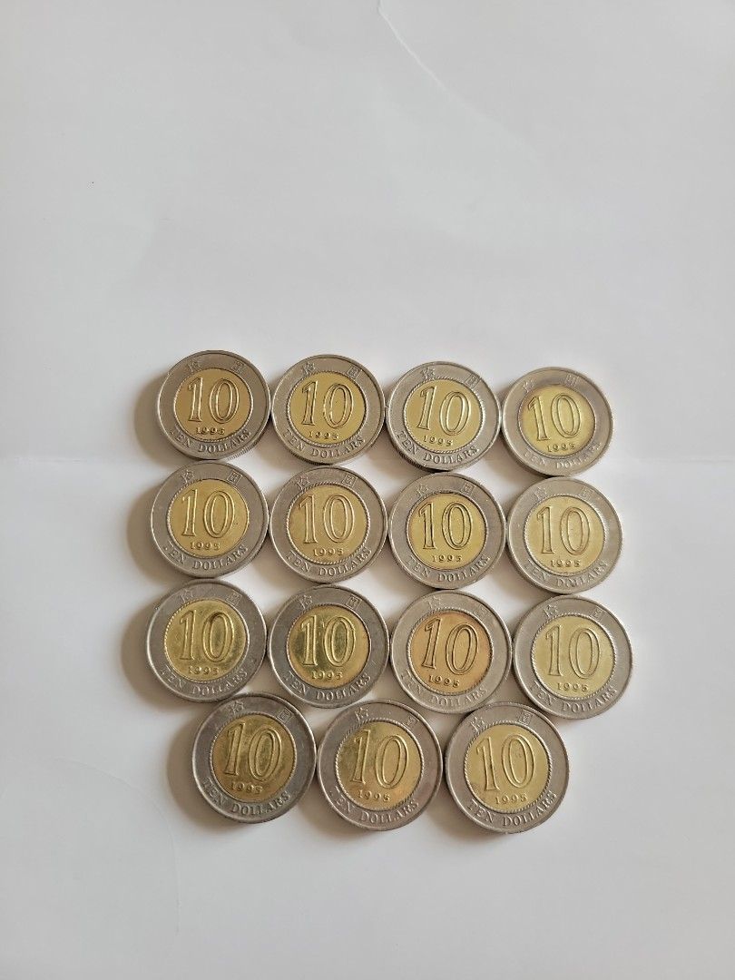 香港:洋紫荊:(10元硬幣):全部1995年:(風水錢):俗稱:有金:有銀:(硬幣不出版多年):共15個, 興趣及遊戲, 收藏品及紀念品, 錢幣-  Carousell