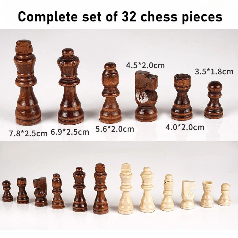 32pc Wooden Chess Pieces King Smooth Without Burrs Chess Tabletop Games ...