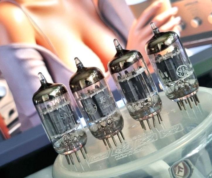5814A / 12au7 GE JG x 4 | Good Strength Closely Matched | Military Specs | Airy Top, Smooth Mids, Good Full Bass (Category: Soundbars, Speakers & Amplifiers) located in Singapore. Submitted by soundgasm (Listing ID 1375849291, Image 2). Description: For tube amplifiers and preamplifiers. This is underrated, and it really gives a great value. I like it's warm and extended expression. Really lovely. Treble: Nice sparkle, one of the airest, lots of 