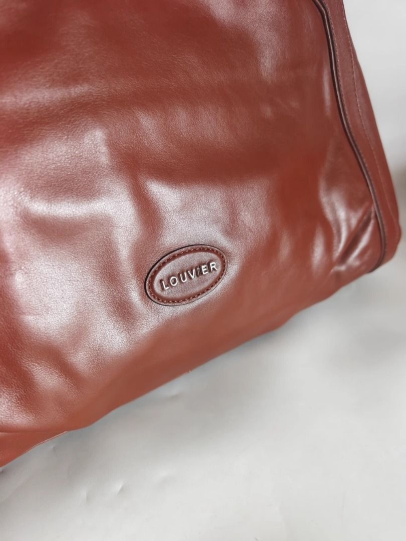 法國Louvier Paris 啡色皮革側咩袋, 女裝, 手袋及銀包, Tote Bags