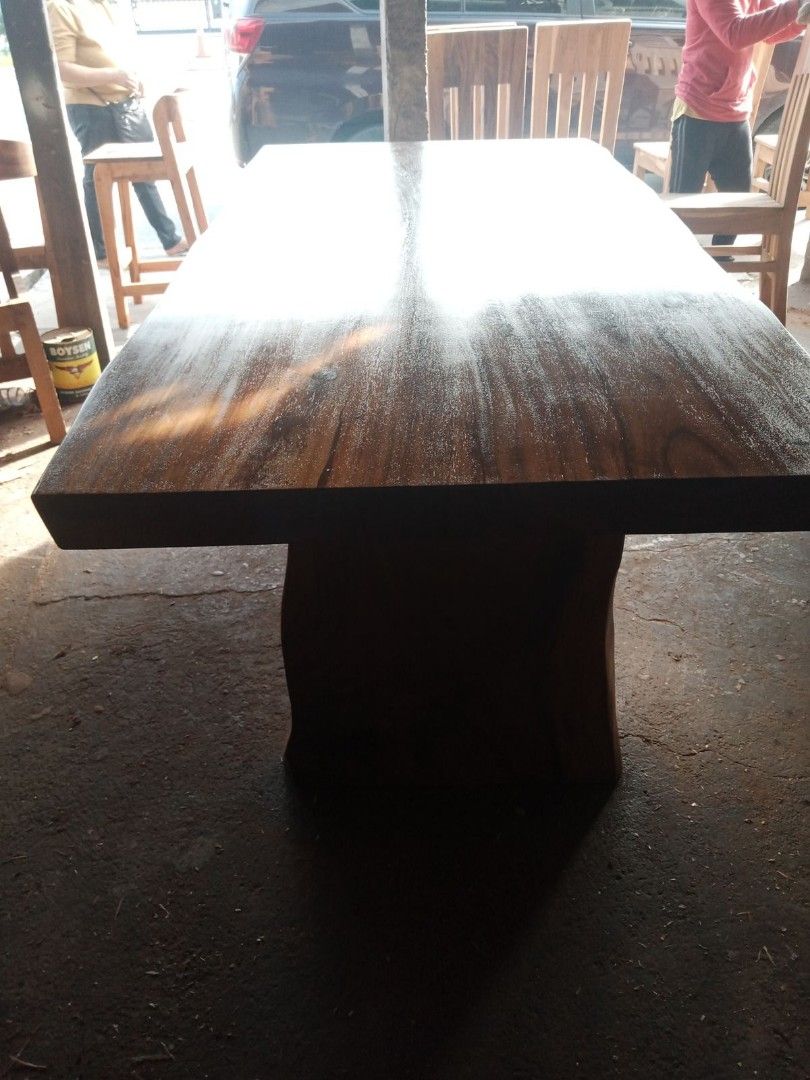 Acacia / Narra wood table with dinning Chairs (Category: Other Kitchenware & Tableware) located in Quezon City. Submitted by villaarcaupholstery (Listing ID 1375892250, Image 1). Description: made to order Acacia / Narra wood table with dinning chairs.