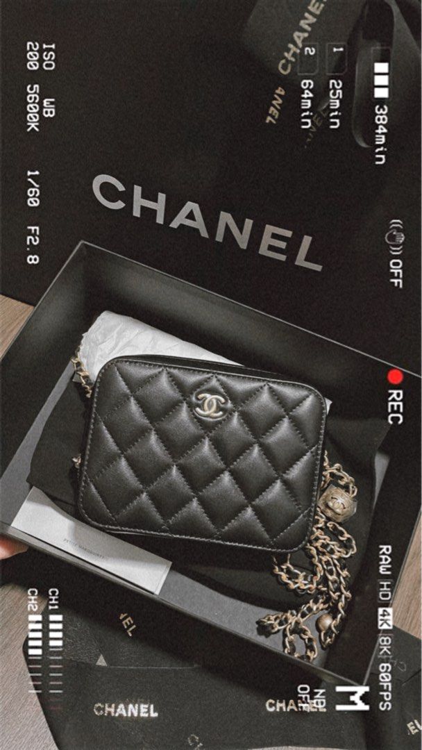 Chanel Classic Flap Bag & Vanity Cases (Category: Bags & Wallets) located in Singapore. Submitted by StayGold (Listing ID 1375979620, Image 3). Description: Three gorgeous Chanel bags: a classic flap bag with gold chain strap, and two vanity cases in varying sizes. All are black quilted leather with signature CC logo. The bags feature gold-tone hardware and zippers. Perfect for everyday use or special occasions. Selling Individually, DM me for pr