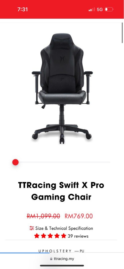 Tt Racing Swift Gaming chair TT racing swift x pro, Furniture & Home Living, Furniture ...