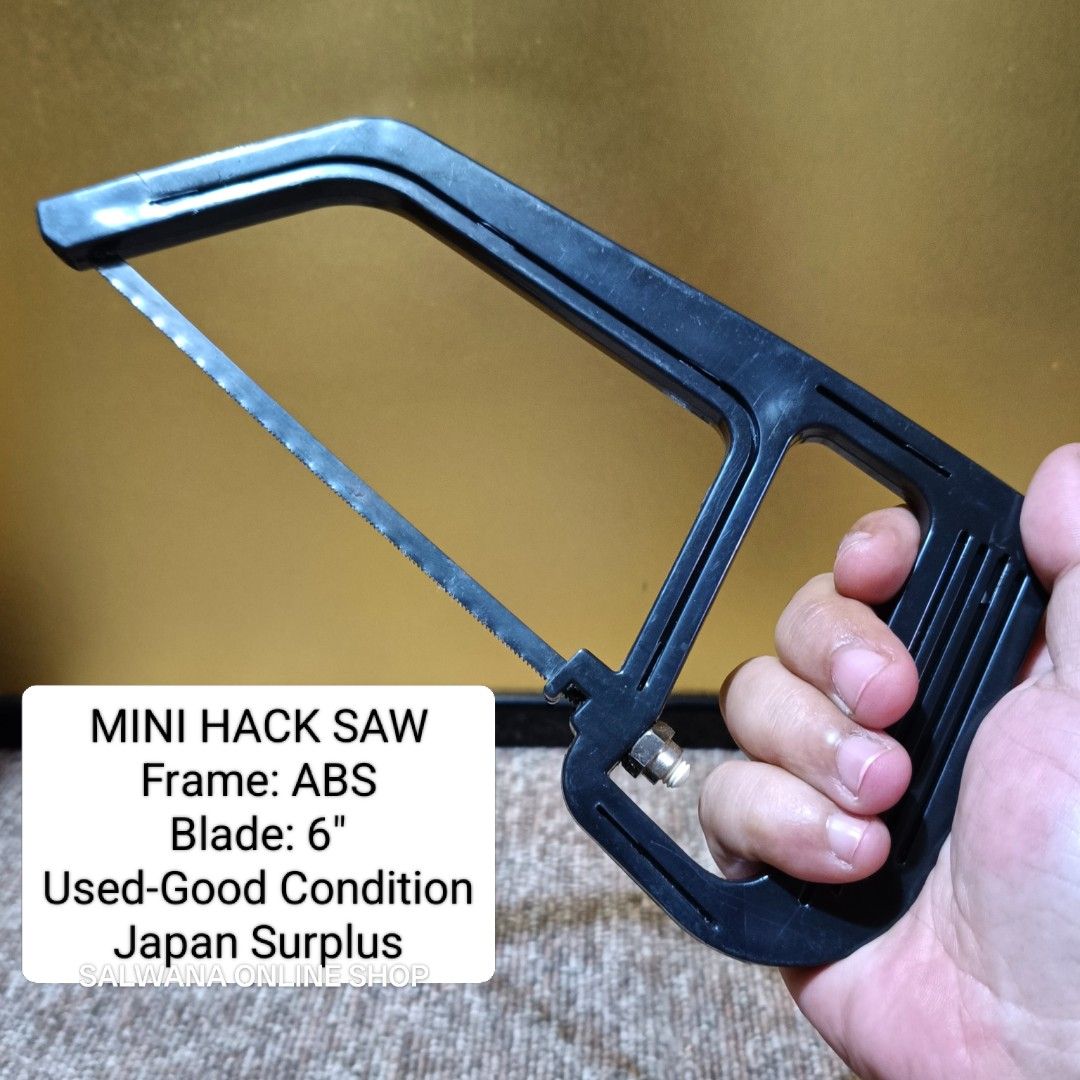JAPAN SURPLUS MINI HACK SAW (USED) • CARPENTRY TOOL (Category: Construction Tools & Equipment) located in Mabalacat. Submitted by salwanaonlineshop (Listing ID 1375944041, Image 1). Description: JAPAN SURPLUS MINI HACK SAW (USED) • CARPENTRY TOOL 🇯🇵 Lightly Used - Good Condition 🇯🇵 Frame material: ABS 🇯🇵 No extra replaceable blade 🇯🇵 No issue 🇯🇵 Japan Source 🇯🇵 ₱480 🛒 Follow us on S.H.O.P.E.E and L.A.Z.A.D.A at SALWANA ONLINE SHOP fo