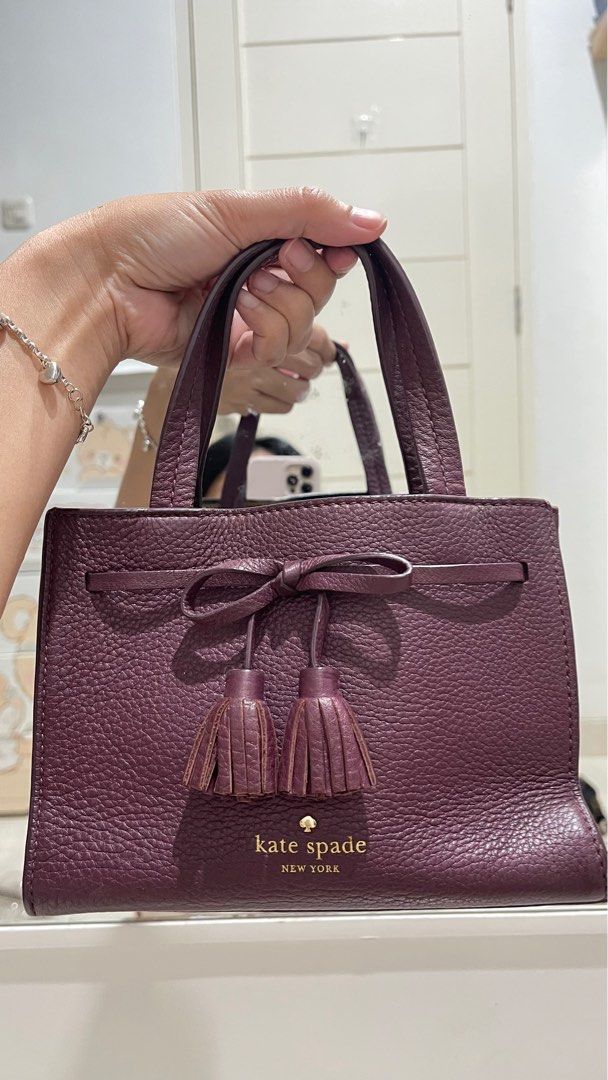 Kate spade hayes street isobel small leather satchel bag maroon