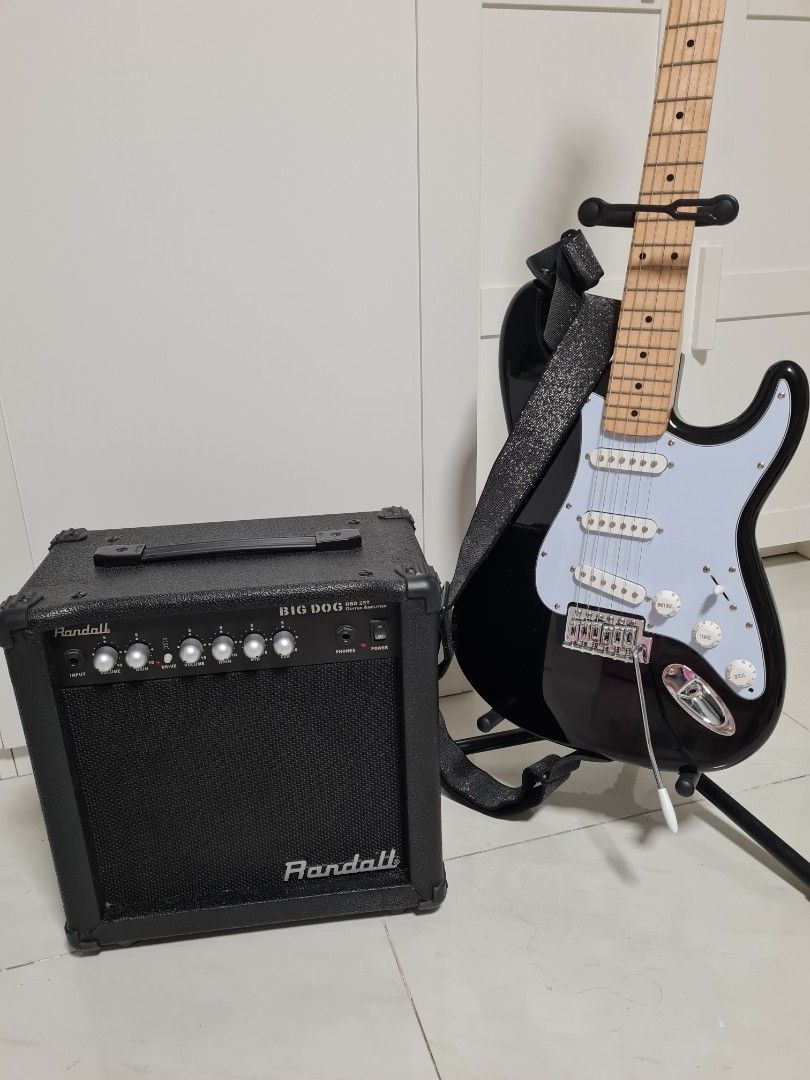 Electric guitar set (Category: Other Audio Equipment) located in Las Pinas. Submitted by thegentlethread (Listing ID 1375966097, Image 1). Description: electric guitar full set inclusion: stand, guitar strap and bag, amplifier (randall) never use. display only. bought last nov 2023 @ Lazer sm southmall rfs: never had a chance to use this, impulsive purchase. meet up at philamlife village.