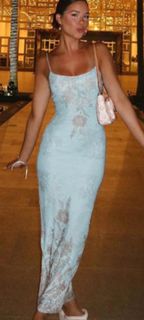 長款藍銀色連衣裙64237343215234110