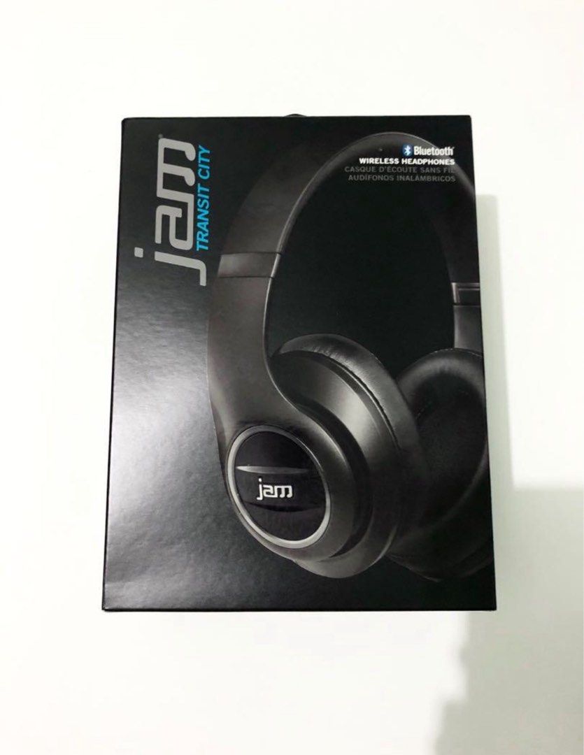 NEW Jam Transit City Wireless Bluetooth Headphones (Category: Headphones & Headsets) located in Singapore. Submitted by chrissellery (Listing ID 1376015974, Image 1). Description: Jam Transit City wireless headphones. Features Bluetooth connectivity up to 30 feet, active noise cancelling, and a collapsible design. Includes an in-ear cord and travel pouch. Rechargeable battery offers up to 12 hours of playtime. Lightweight and comfortable..