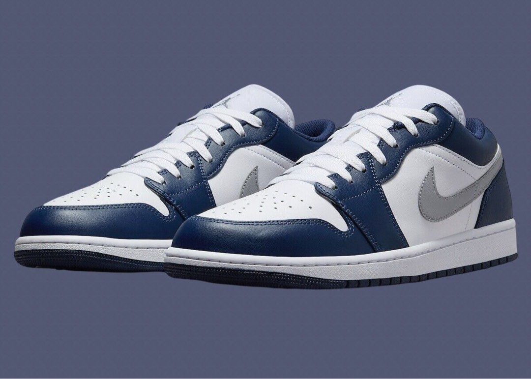 Velora Luxury Fashion White/Midnight Navy/Wolf Grey Air Jordan 1 Low Mens Shoes Size 9.5 main image 0