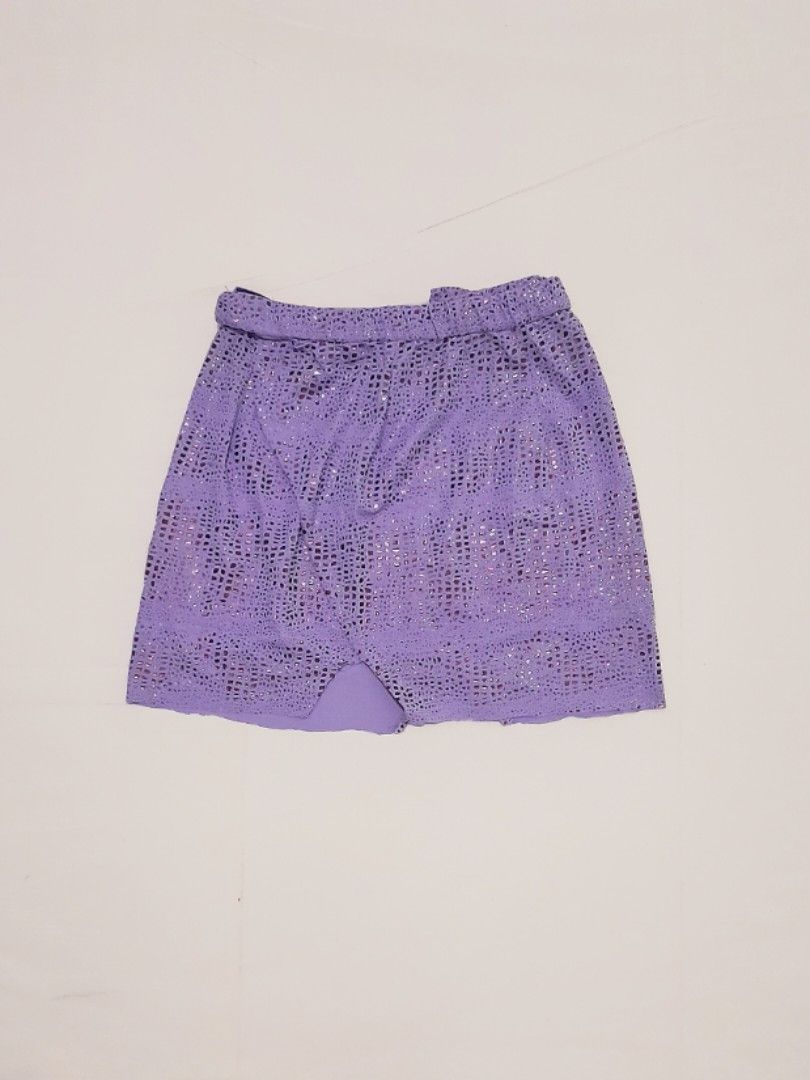 patterned overlay purple mini skirt💜🌌, Fesyen Wanita, Pakaian