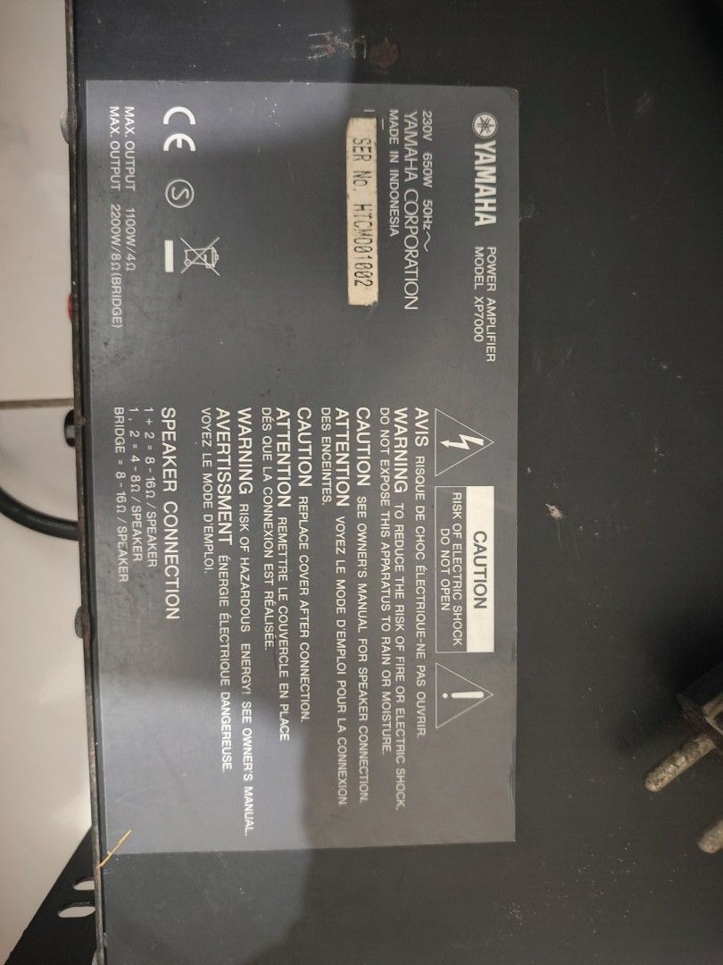 power amp (Category: Soundbars, Speakers & Amplifiers) located in Rizal. Submitted by drzpogi091388 (Listing ID 1375846741, Image 1). Description: yamaha xp7000.