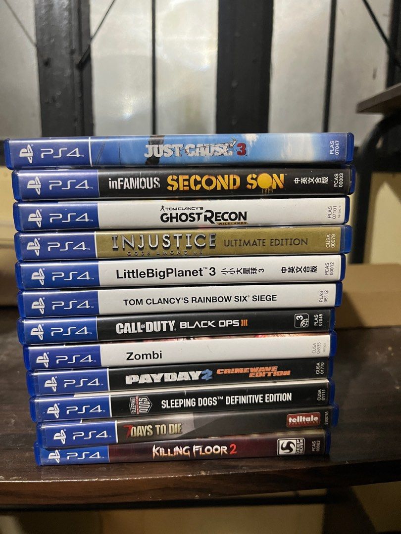 PS4 Games (Category: PlayStation) located in Mandaluyong City. Submitted by swiftfish_540a46 (Listing ID 1375903687, Image 1). Description: X-com 2 - 600 Just Cause 3 - 550 Killing Floor 2 - 500 Ghost Recon Wildlands - 600 Injustice - 500 Little Big Planet 3 - 600 Rainbow Six Siege - 450 Call of Duty Black Ops 3 - 650 Zombi - 600 Payday 2 - 550 Sleeping Dogs - [SOLD‼️] 7 Days to Die - 500 5k if you choose to buy all the games in one package. 12 G