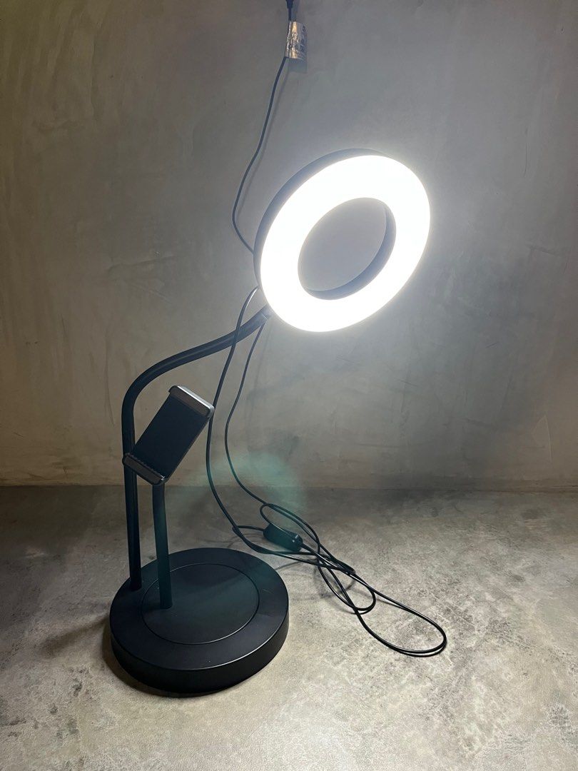 Ikea ring light desk lamp with phone holder, Furniture Home