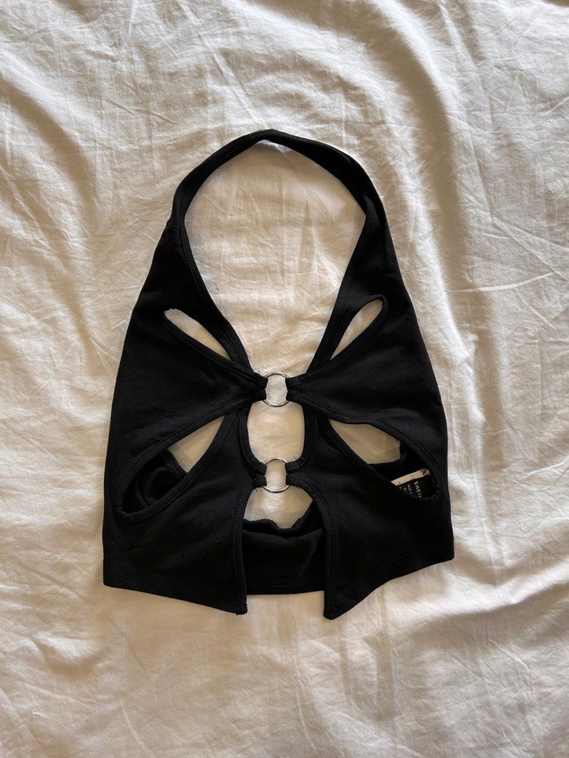 SHEIN ICON Cut Out Front Backless Crop Halter Top (Category: Others Tops) located in Quezon City. Submitted by reclosets (Listing ID 1375863862, Image 1). Description: - Size: XS - Can provide When Worn pics.