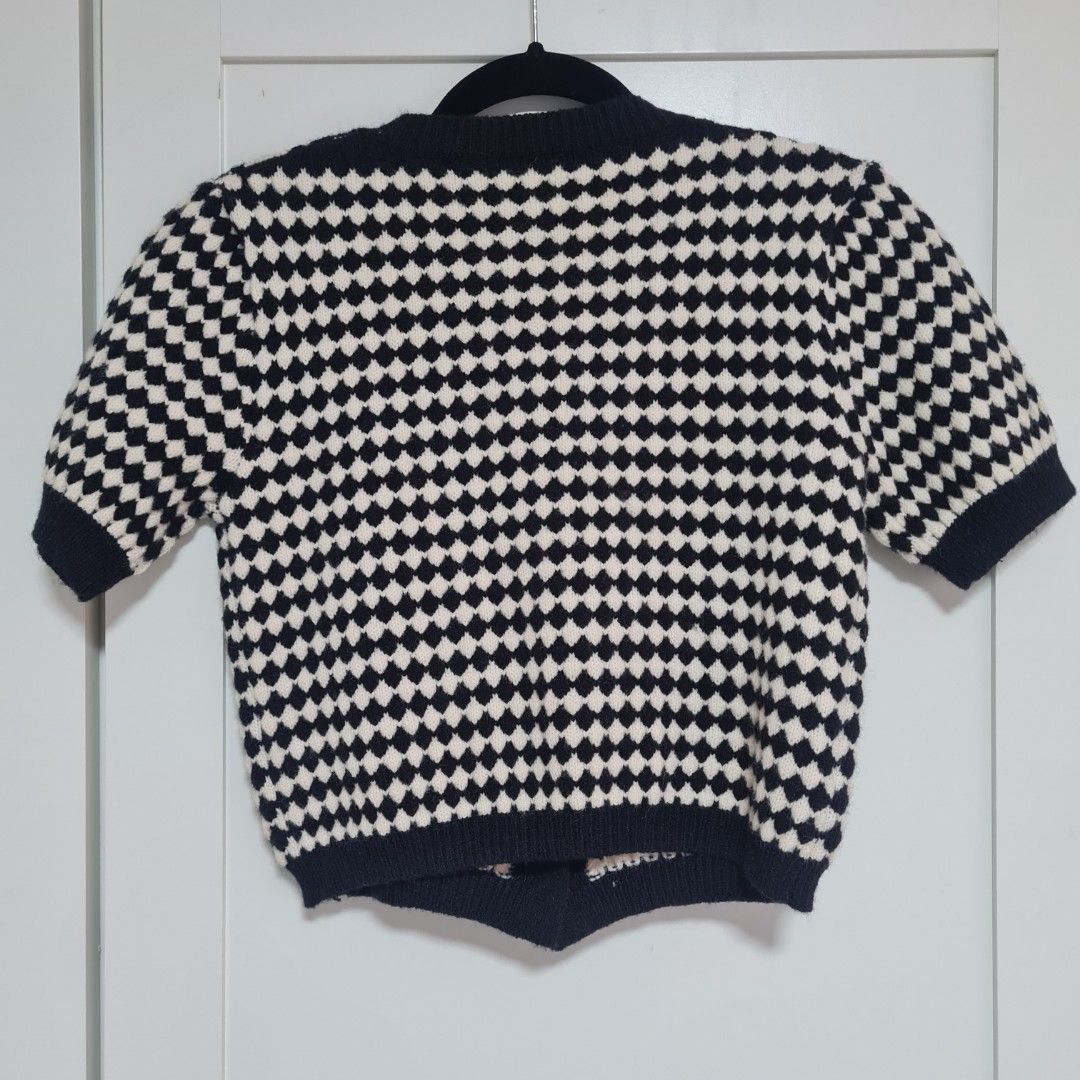Shortsleeve knit cardigan (Category: Others Tops) located in Las Pinas. Submitted by thegentlethread (Listing ID 1375848933, Image 3). Description: use once like new knitted cardigan. makapal. stretchable size M on tag, but can fit from xs to m body frame. comfy to wear, makes you warm. gcash or bpi online only 17 inch length.