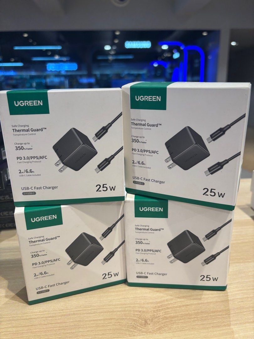 UGREEN 25W USB C TYPE-C SET FAST CHARGER ADAPTER WITH CHARGING CABLE FOR ANDROID IPHONE AND TABLET (Category: Chargers & Cables) located in Manila. Submitted by guerle (Listing ID 1376003596, Image 1). Description: .