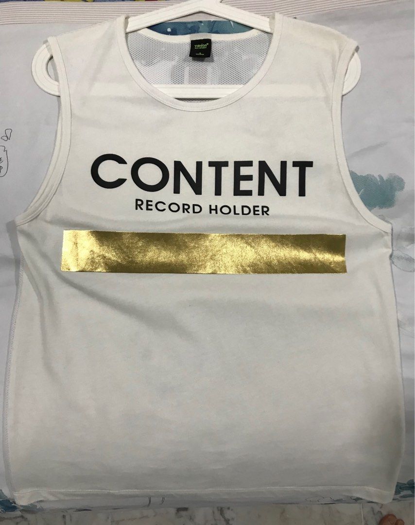 YISHION NYC SPORTS Mens Content Record Holder Tank Top (Category: Tshirts & Polo Shirts) located in Singapore. Submitted by scarlet.maroon (Listing ID 1376007032, Image 1). Description: .