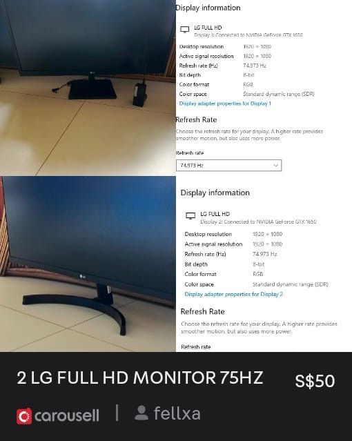 2 LG Full HD 75Hz Monitors628631105619231126
