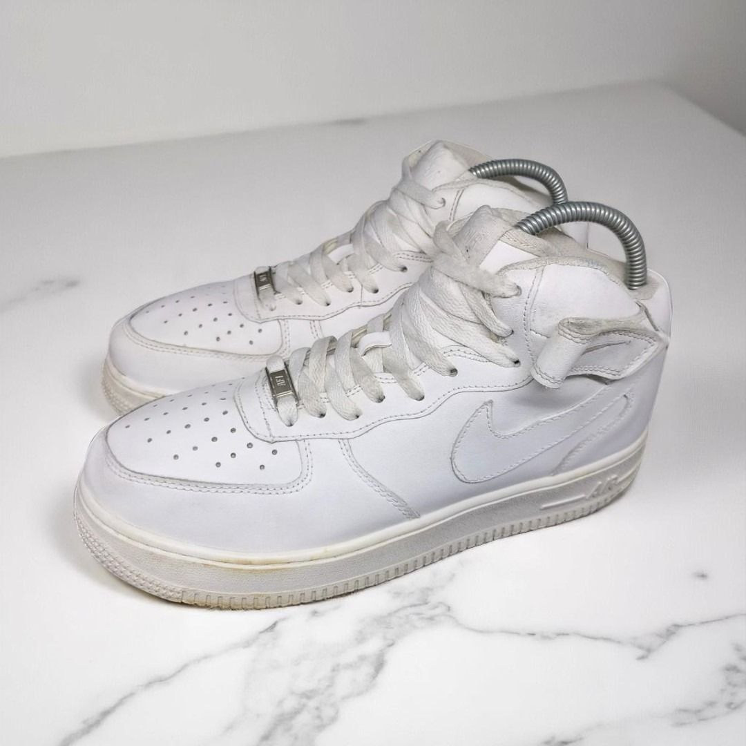 [42] NIKE AIR FORCE TRIPLE WHITE MID [A8-104] (SEPATU SHOES) SECOND,  THRIFT, BEKAS, PRELOVED, USED DjGgXqZl06