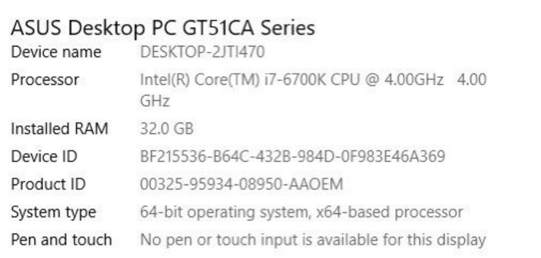 ASUS GT51CA Series Gaming Desktop PC62863085232131111