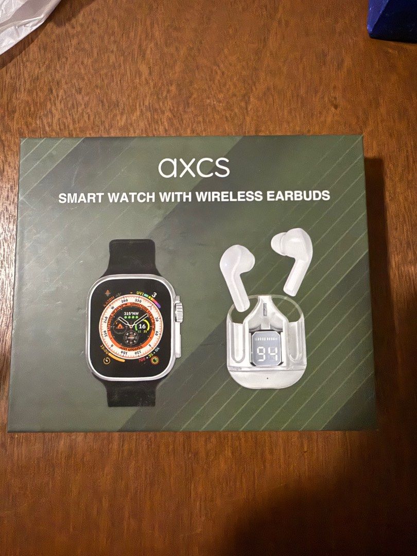 axcs watch and earbuds (Category: Wearables & Smart Watches) located in Balanga. Submitted by miss_sean1107 (Listing ID 1376066194, Image 1). Description: AXCS.