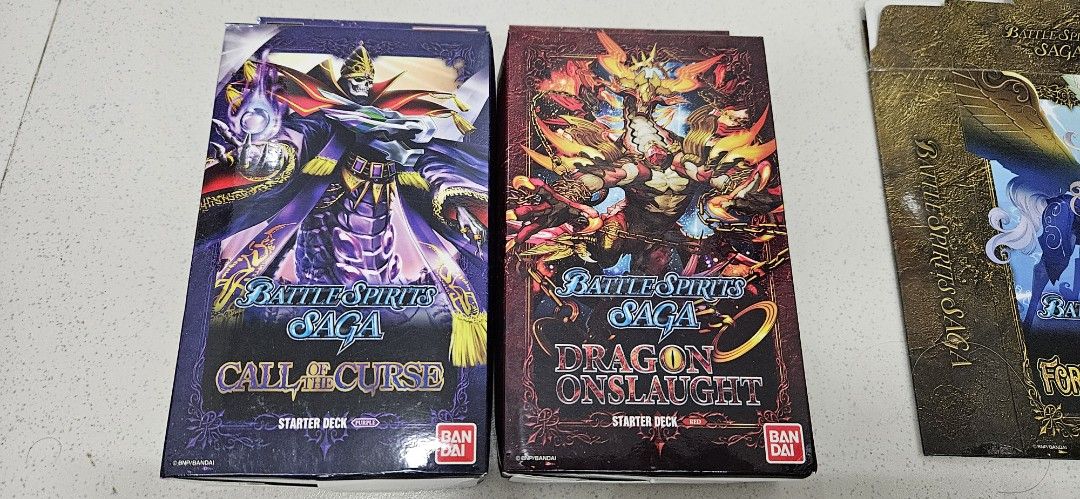 BATTLE SPIRITS TCG - 4 Intro Decks 2 Booster Boxes (Category: Card Packs) located in Subic. Submitted by jakeb1353 (Listing ID 1376084381, Image 2). Description: Selling a Battle Spirits Trading Card Lot. 4 Intro Decks. 2 still Sealed , 2 Fully Sleeved on DragonShield sleeves. 2 Booster boxes Dawn of History & False Gods sealed. $2500 for everything. That's a steal..