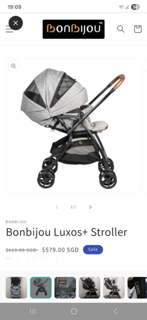 Blue colour Bonbijou Luxos brand children stroller Light Weight, One button (Category: Strollers) located in Singapore. Submitted by tracyspatec (Listing ID 1376144593, Image 2). Description: Good working condition ..