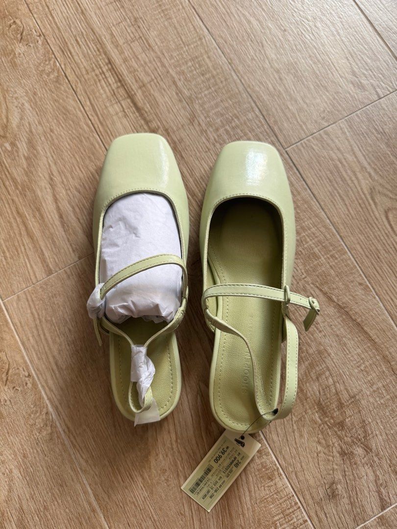 BN Korea Shoopen heeled flats (pastel green), Women's Fashion