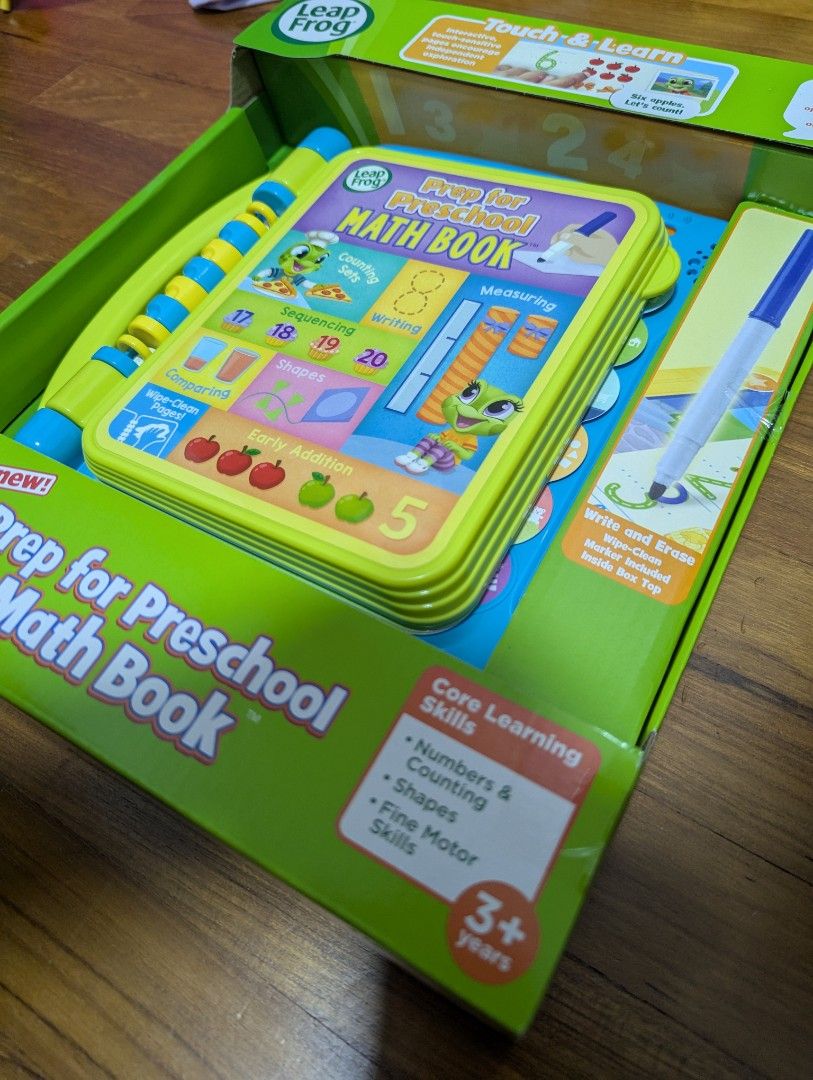 Brand New- LeapFrog Prep for Preschool Math Book (Category: Infant Playtime) located in Singapore. Submitted by jamjc (Listing ID 1376057200, Image 2). Description: brand new- originally box LeapFrog Prep for Preschool Math Book pick up Pasir ris, tampines , raffles mrt, green line mrt, or courier ($4.30- 3-4 days delivery) Christmas present, birthday gifts, gifts, baby ------ Help favorite characters Tad and Lily throw a party by exploring numbe