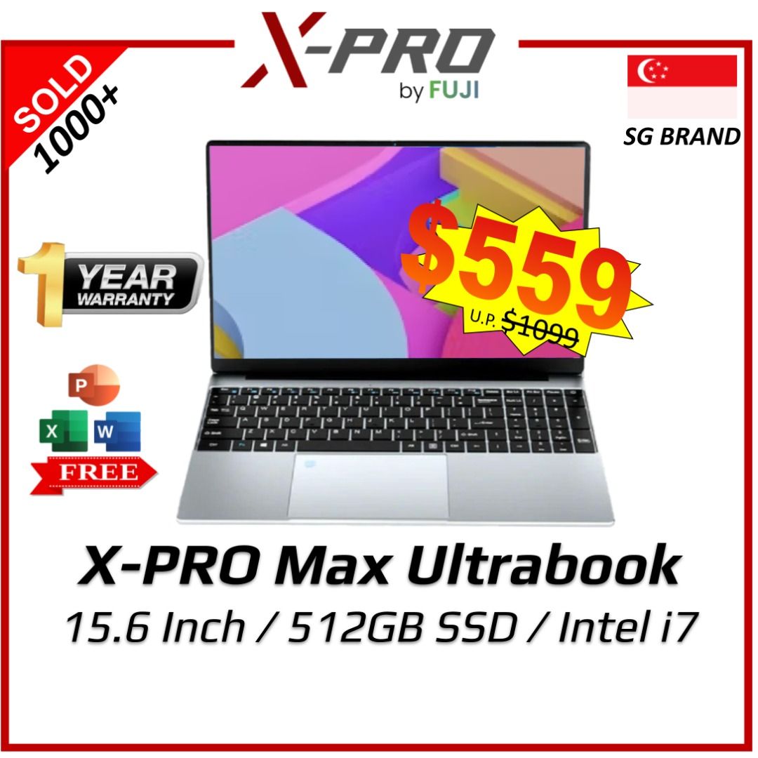 Brand New XPro Max 15.6" Intel i7 Laptop - 10th Gen -  Up to 512GB SSD + 24GB RAM - Latest Trendy Design - Win 11 + Free MS Office  - Local SG Brand -  New Set In Box - Fast Speed i7 Laptop !62863110567937114