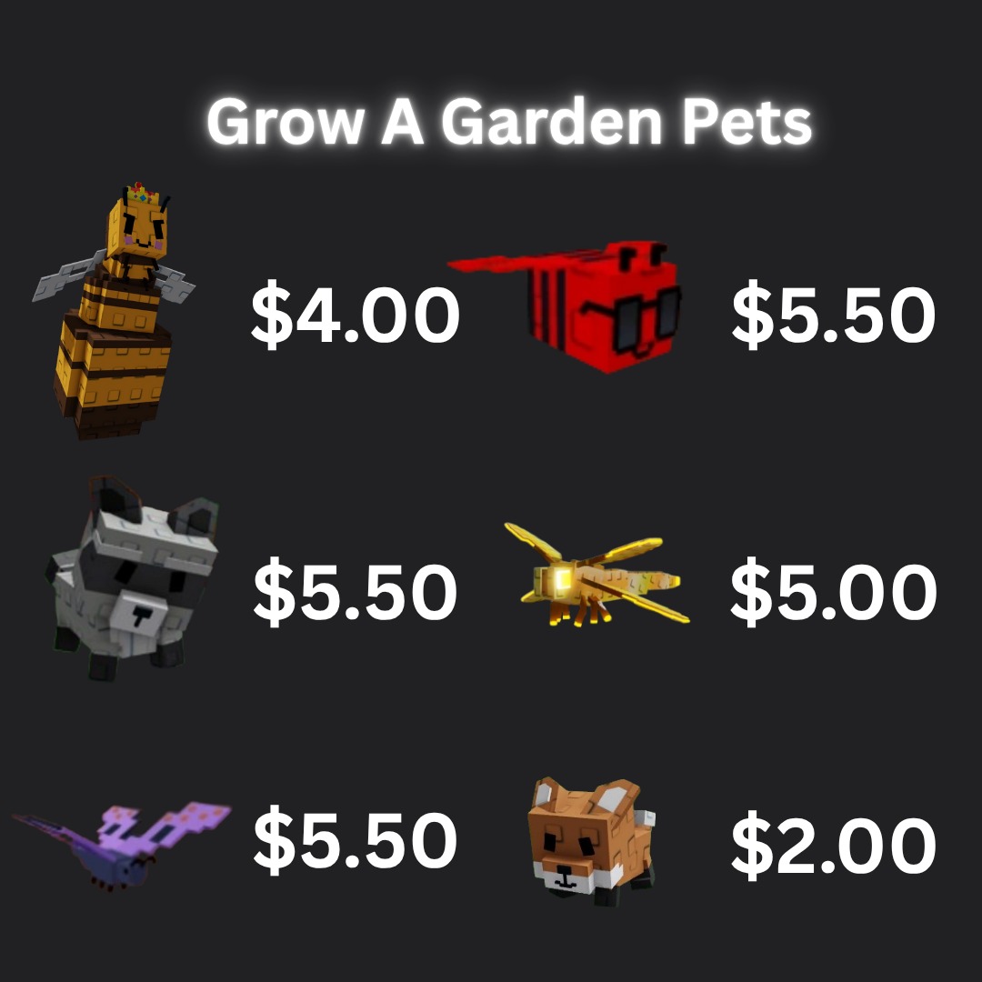 CHEAPEST Grow a Garden Pets GAG disco bee queen bee raccoon dragonfly ...