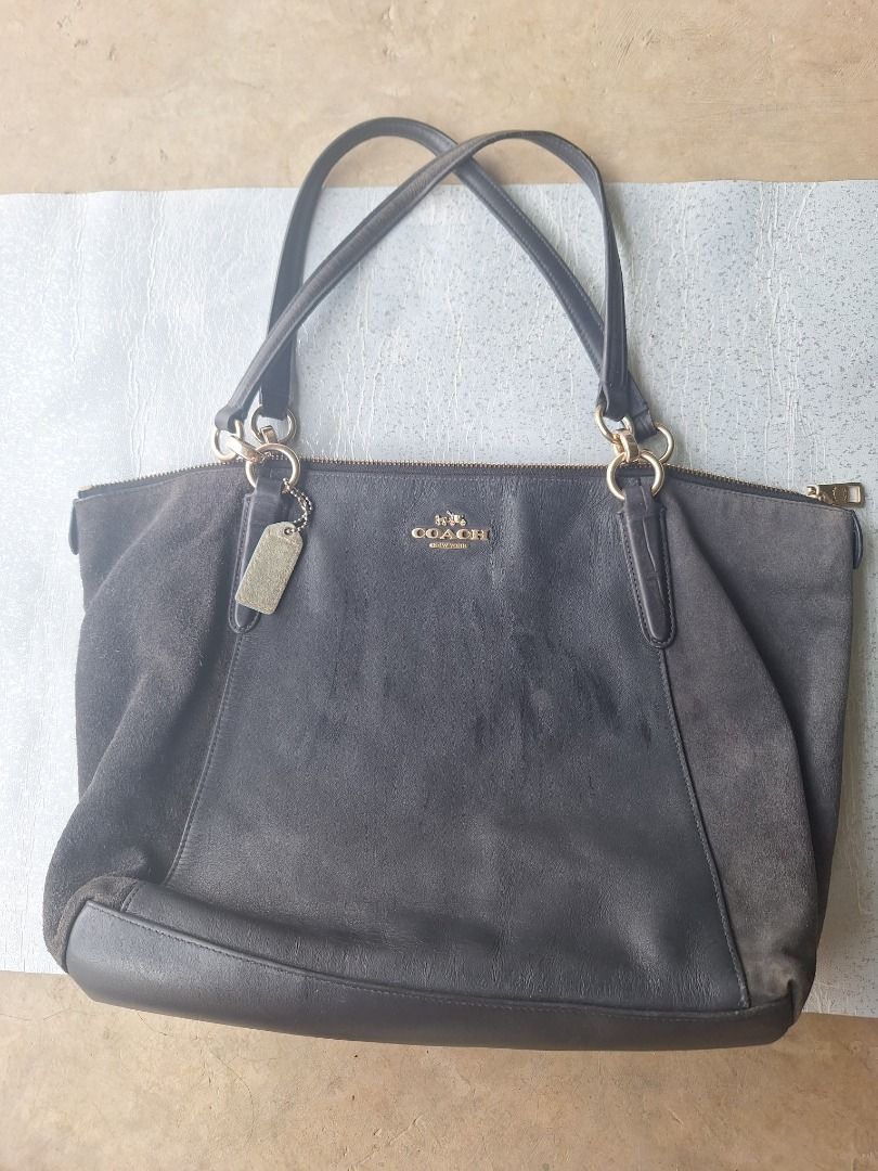 COACH Kelsey Satchel Bag (Category: Luxury Bags & Wallets) located in Malaybalay. Submitted by mags_sofia (Listing ID 1376063925, Image 2). Description: Dimensions: L: 15.5", W: 4", H: 11" Material: - leather and cowhide exterior - clothed interior - leather handles - gold brass hardware Compartments: - main compartment and 1 zipped pocket and two slots Signs of Wear: - leather handles are wearing off - exterior is slightly worn off - interior is