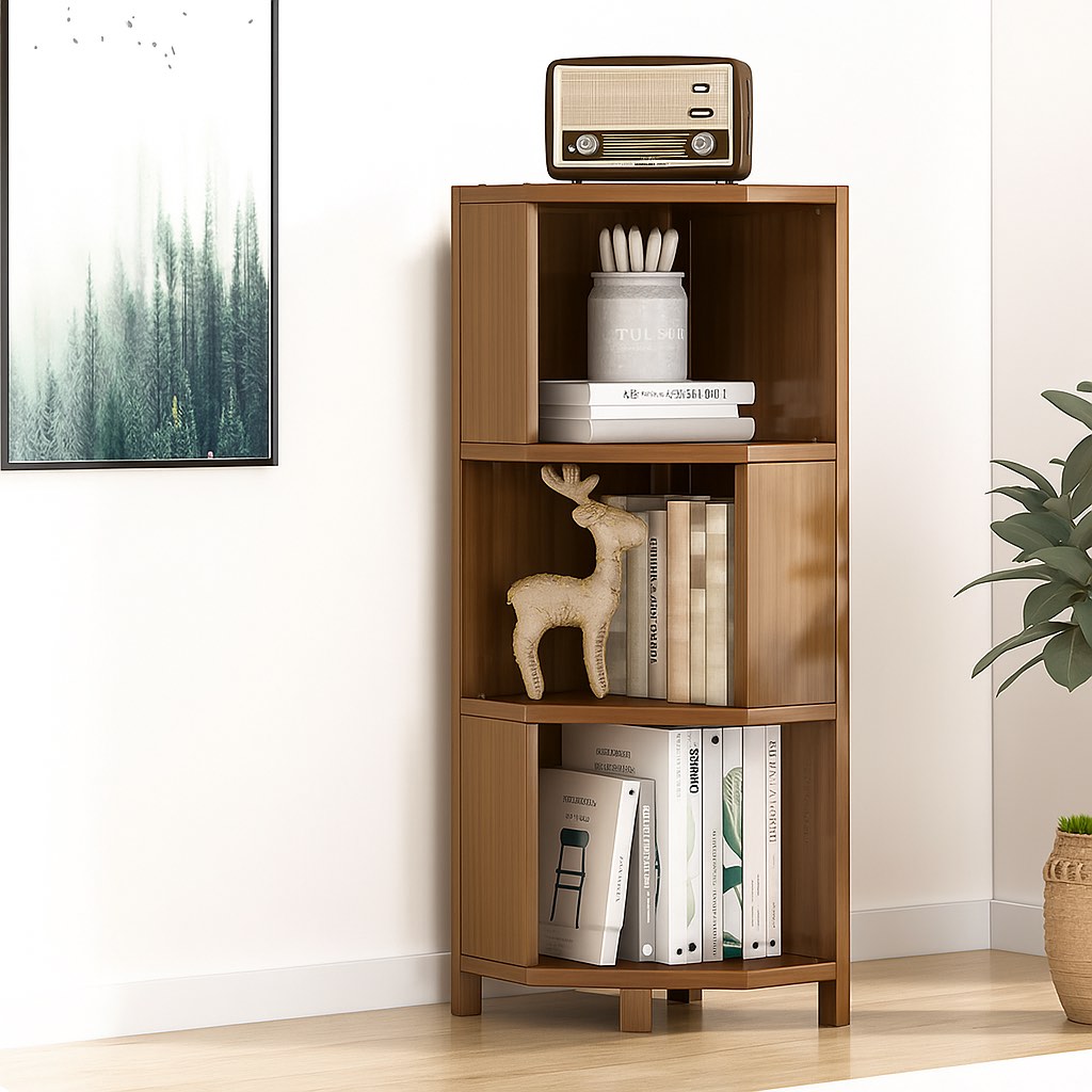 Book Rack For Corner Corner Bookshelf Rack | 3 Layer Display Shelf | Triangle Storage ...