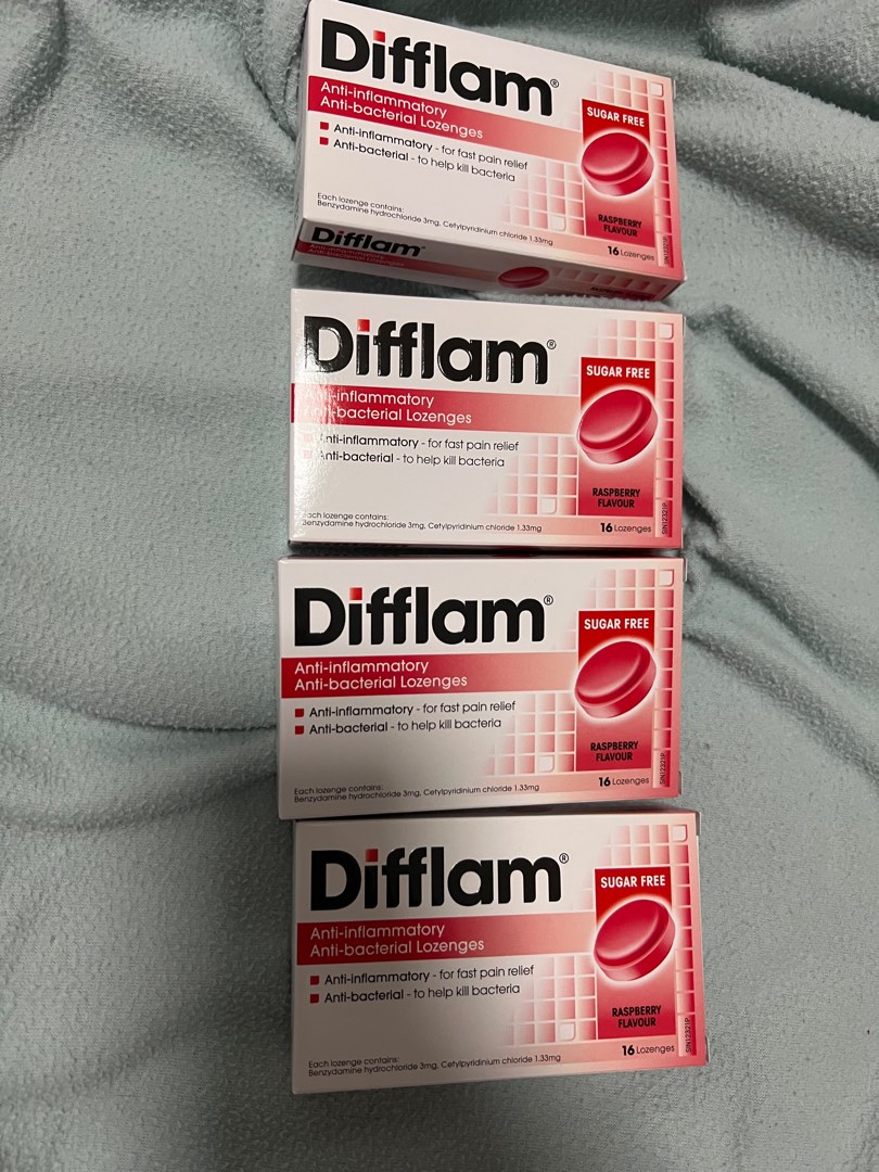 Difflam Sore Throat Relief Anti-Bacterial Lozenges Raspberry 16s ...