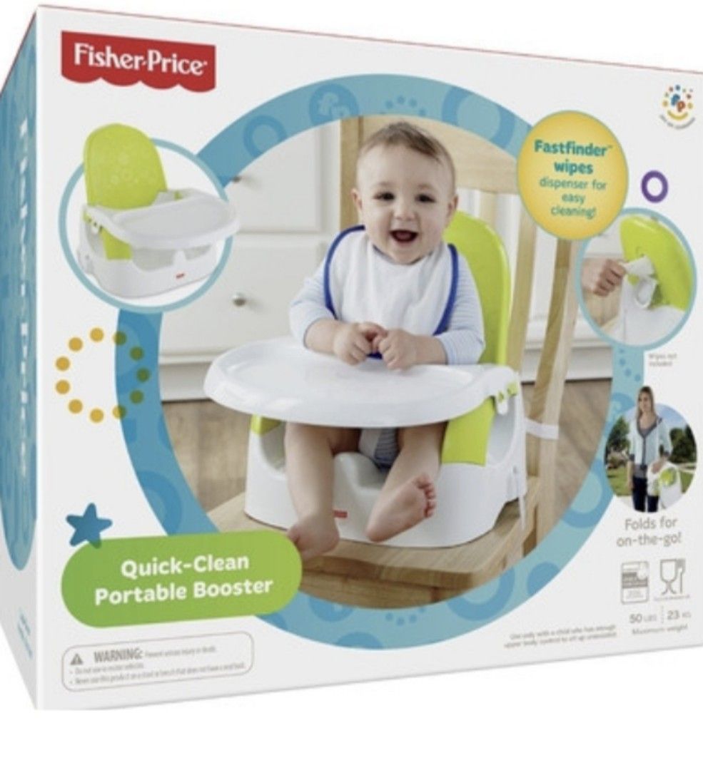 Fisher-Price Quick-Clean Portable Booster Seat (Category: Baby High Chairs) located in Singapore. Submitted by rambling_bambi (Listing ID 1376080804, Image 1). Description: comes as is, without straps or box. but tray is still available. no defects or major flaws. just some normal usage signs but not stained. self collect..