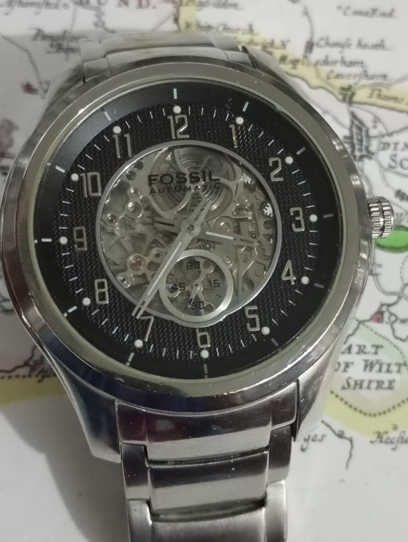 Fossil skeleton automatic (Category: Men's Watches) located in Las Pinas. Submitted by quick_deals_great_finds2 (Listing ID 1376163179, Image 1). Description: Original good working condition with 45mm big size fits wrist 6.8 inches Fully functional keeps time.