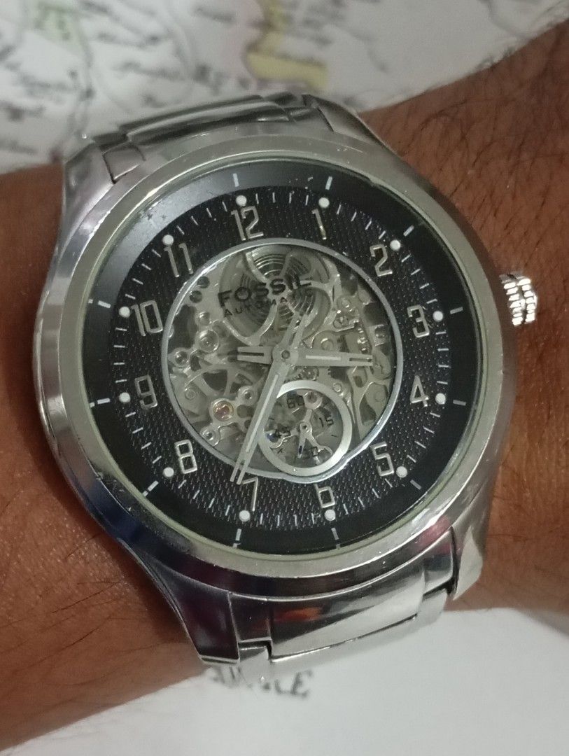 Fossil skeleton automatic (Category: Men's Watches) located in Las Pinas. Submitted by quick_deals_great_finds2 (Listing ID 1376163179, Image 2). Description: Original good working condition with 45mm big size fits wrist 6.8 inches Fully functional keeps time.