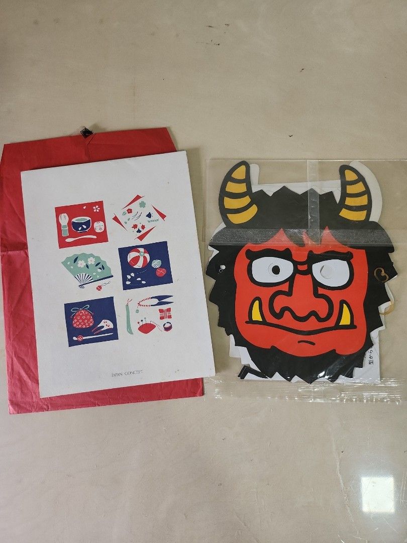 Japanese oni mask (Category: Character Goods) located in Quezon City. Submitted by declttermum (Listing ID 1376087644, Image 1). Description: Preloved japanese oni masks 2pcs with notepad. Wysiwyg. #japaneseonimask #onimask.