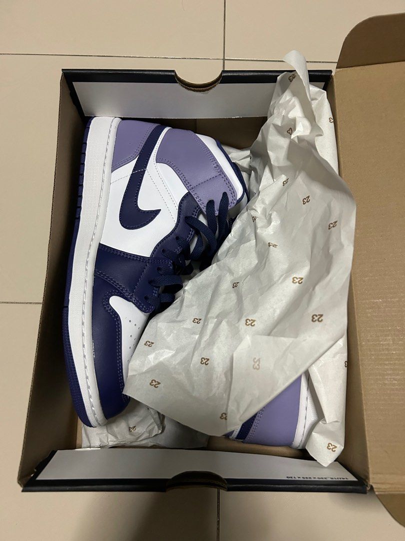 Jordan air 1 mid purple (Category: Casual shoes) located in Singapore. Submitted by wertywertycc (Listing ID 1376180492, Image 2). Description: Brand new! Bought but didn’t use it hence selling away.