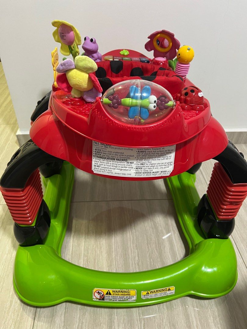 LadyBird 2in1 Baby Walker (Category: Infant Playtime) located in Singapore. Submitted by aziying (Listing ID 1376021471, Image 3). Description: -base with wheel and footrest -Adjustable height in 3 level with security lock -360’ movable seat -sensory toys available at both end (music NOT WORKING) -easy to dismantle for storage and easy to assemble for use.