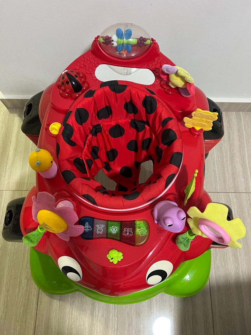 LadyBird 2in1 Baby Walker (Category: Infant Playtime) located in Singapore. Submitted by aziying (Listing ID 1376021471, Image 2). Description: -base with wheel and footrest -Adjustable height in 3 level with security lock -360’ movable seat -sensory toys available at both end (music NOT WORKING) -easy to dismantle for storage and easy to assemble for use.