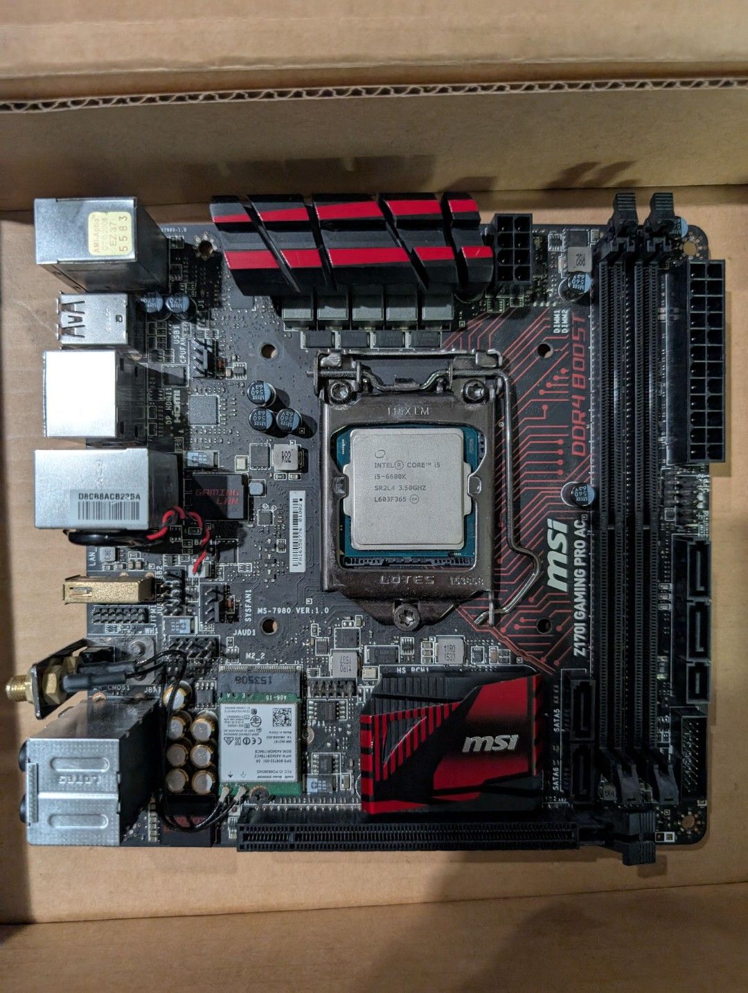 MSI Z170I ITX Motherboard + i5 6600k CPU62853055329795110