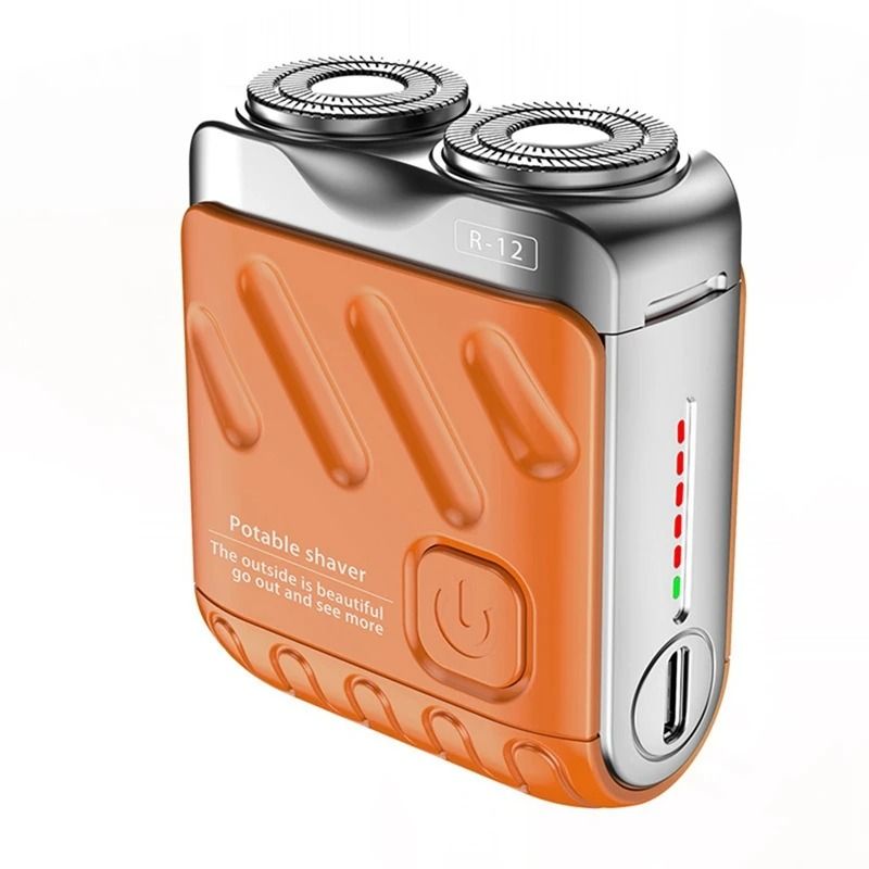 N85R-Portable Beard Shaver, Rechargeable Electric Shaver Double Ring ...
