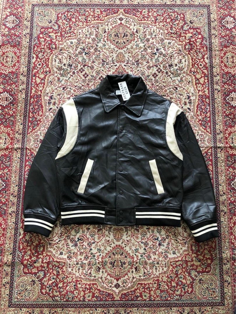 Partimento varsity Leather synthetic jacket Vintage leather jacket ...