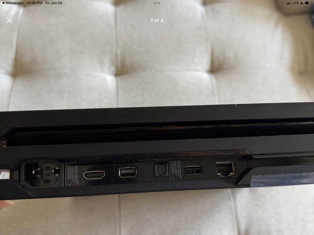 Preloved PS4 with two free games (Category: PlayStation) located in Manila. Submitted by axelelias (Listing ID 1376081636, Image 3). Description: PS4 Pro with 1TB of storage No issues Comes with HDMI & power cord NO CONTROLLER Comes with Call of Duty Black Ops 4 & WW2 Asking 8000 or best offer.